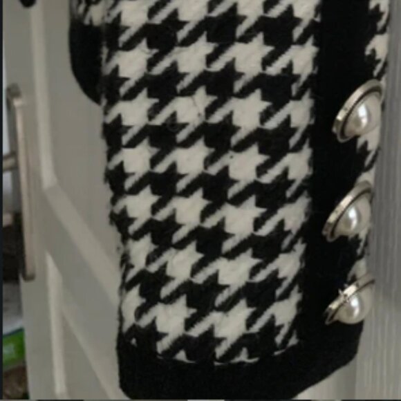 Vintage Houndstooth Blazer – Black & White – Size FR 34/36 (US 2/4 – XS/S) - Picture 6 of 7